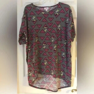 NEW NWT Women LULAROE Disney Minnie Mouse IRMA gray red bow triangle small Shirt